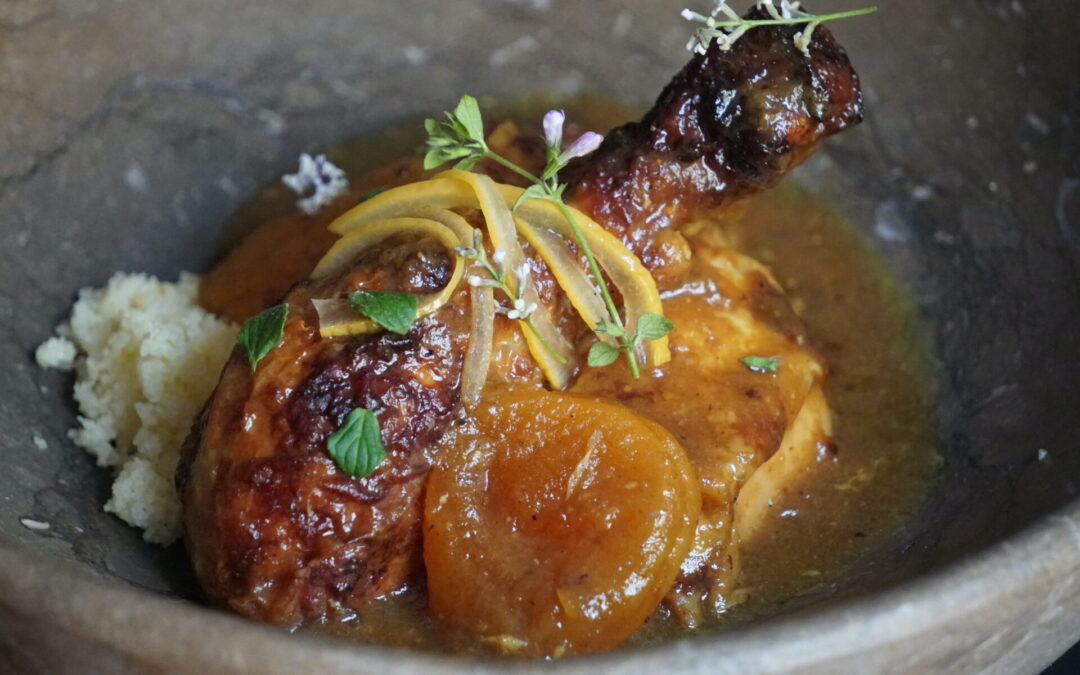 POLLO MORUNO CON MIEL DE CASTAÑO GRAN RESERVA Y ESPECIAS